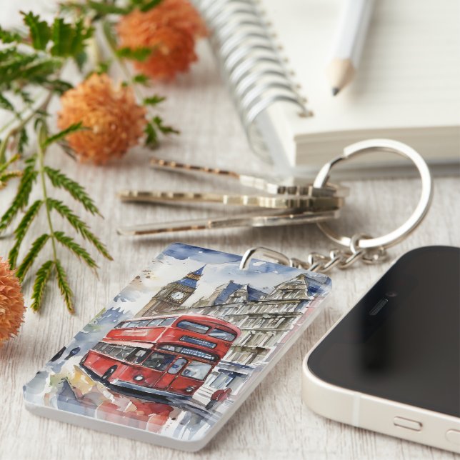 London Watercolor Keychain (Högra Framsidan)