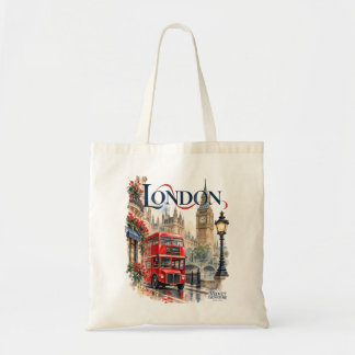 London Watercolor Tote Bag | Velvet Signature Tygkasse