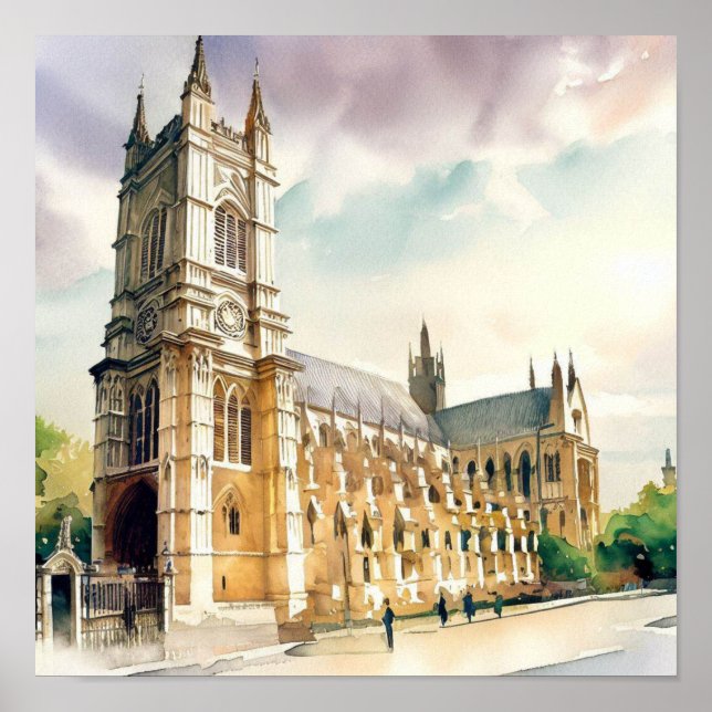 London-Westminster Abbey (B), Watercolor Poster (Framsidan)