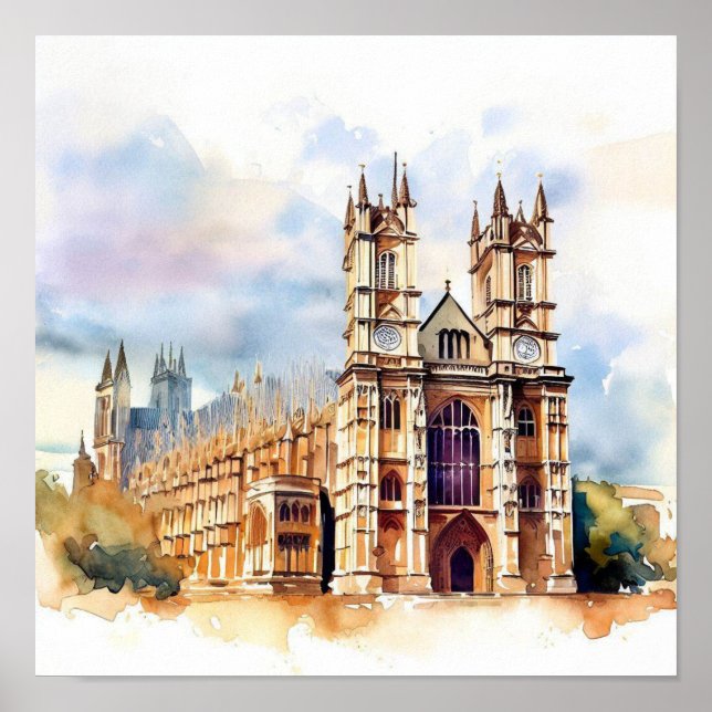 London-Westminster Abbey (C), Watercolor Poster (Framsidan)