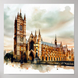 London-Westminster Abbey (D), Watercolor Poster