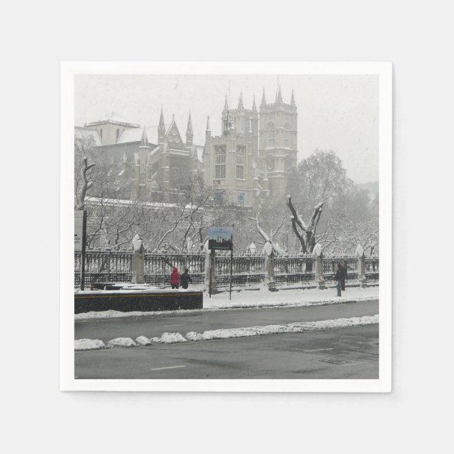 London Westminster Abbey på vinterservetter Pappersservett (Framsidan)