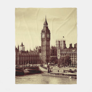 London Westminster med Big Ben och bridge. gammal, Fleecefilt