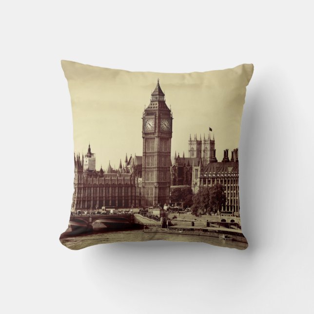 London Westminster med Big Ben och bridge. gammal, Kudde (Framsida)