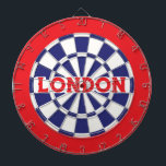 LONDON White, Navy Blue And Red (editable text) Darttavla<br><div class="desc">LONDON White, Navy Blue And Red Colored Dart Board Game Including 6 Brass Darts. You may edit text by selecting the personalization option 🎯Please let me know if you have additional questions and because Zazzle's customer support handles the customer experience you may reach Zazzle customer support by chat, phone or...</div>