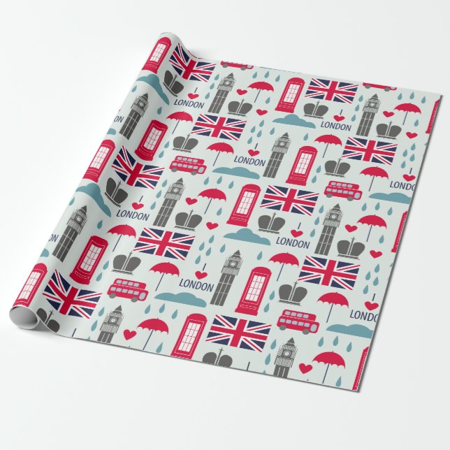 London Wrapping Papper Presentpapper (Utrullad)
