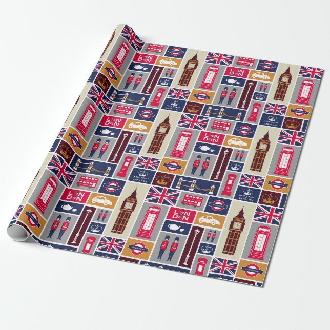London Wrapping Papper Presentpapper (Utrullad)