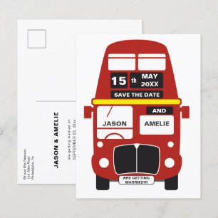 Londonbuss för bröllopsinbjudan meddelande vykort