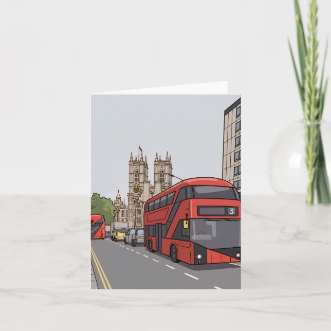Londonbuss och Westminster Abbey välkomstkort Kort (Framsida)