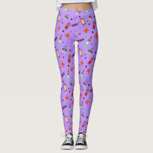Londonmönster med lila bakgrund leggings