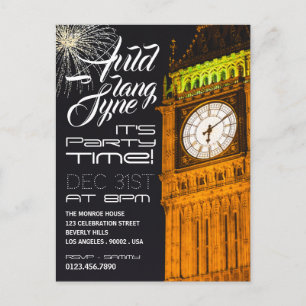 Londons Big Ben, inbjudan till Nyårsafton Party