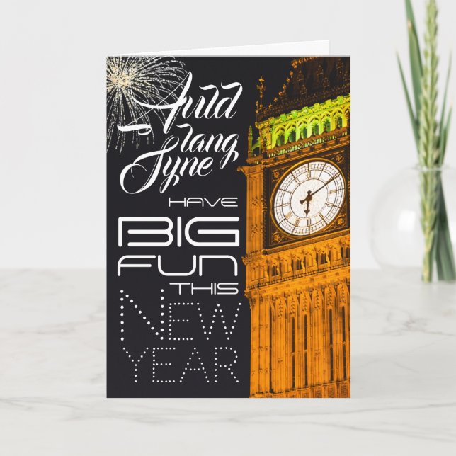Londons Big Ben, nyår Hälsning Kort (Framsida)