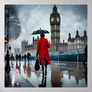 Londons elegance i Rain Poster