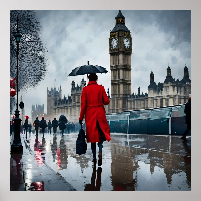 Londons elegance i Rain Poster (Framsidan)