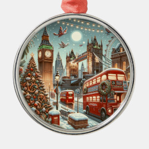 Londons festlige sändare - Vibrant Julbil Julgransprydnad Metall