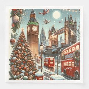 Londons festlige sändare - Vibrant Julbil Pappersservett