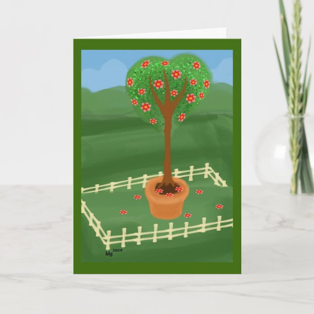 Londons Heart Topiary Träd Valentine Card Helgkort (Framsida)
