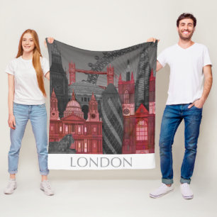 Londons höjder efter natt - röd fleecefilt