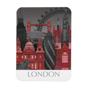 Londons höjder efter natt - röd magnet