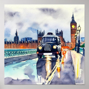 Londons Iconic Black Taxi Cabs, (A) Poster