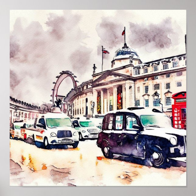 Londons Iconic Black Taxi Cabs, (D) Poster (Framsidan)