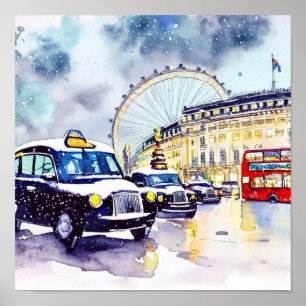 Londons Iconic Black Taxi Cabs, (G) Poster