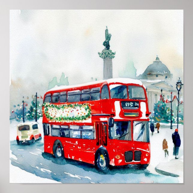 Londons Iconic Red Dubbla-Decker Buss, (A) Poster (Framsidan)