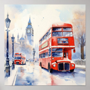 Londons Iconic Red Dubbla-Decker Buss, (C) Poster