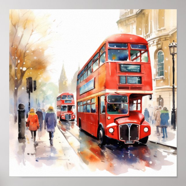 Londons Iconic Red Dubbla-Decker Buss, (E) Poster (Framsidan)