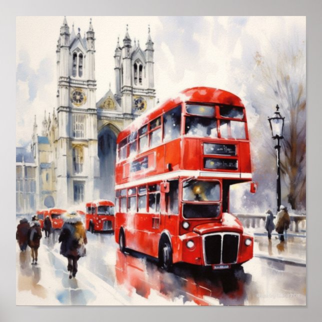 Londons Iconic Red Dubbla-Decker Buss, (F) Poster (Framsidan)