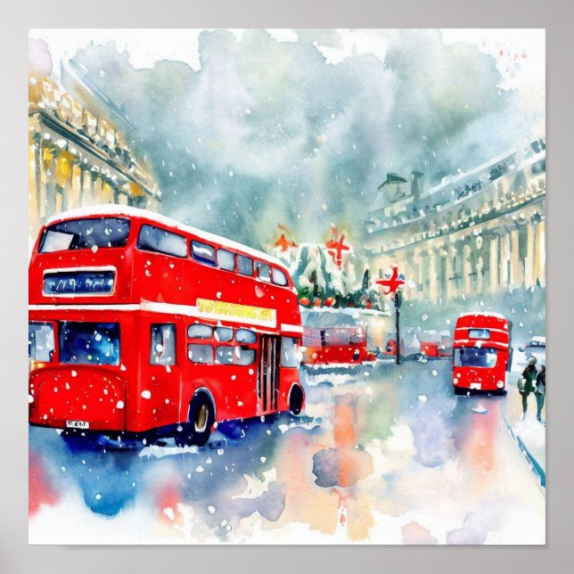 Londons Iconic Red Dubbla-Decker Buss, (J) Poster (Framsidan)