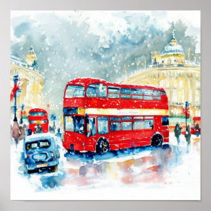 Londons Iconic Red Dubbla-Decker Buss, (L) Poster