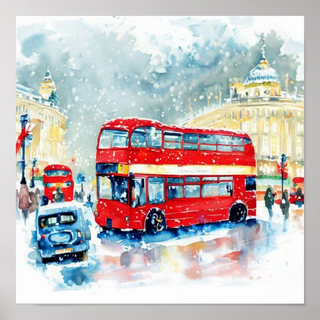 Londons Iconic Red Dubbla-Decker Buss, (L) Poster (Framsidan)