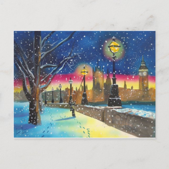 Londons lampor tammar Gordon Bruce art Vykort (Framsida)