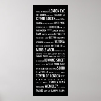 Londons populära ställe på en typografisk poster