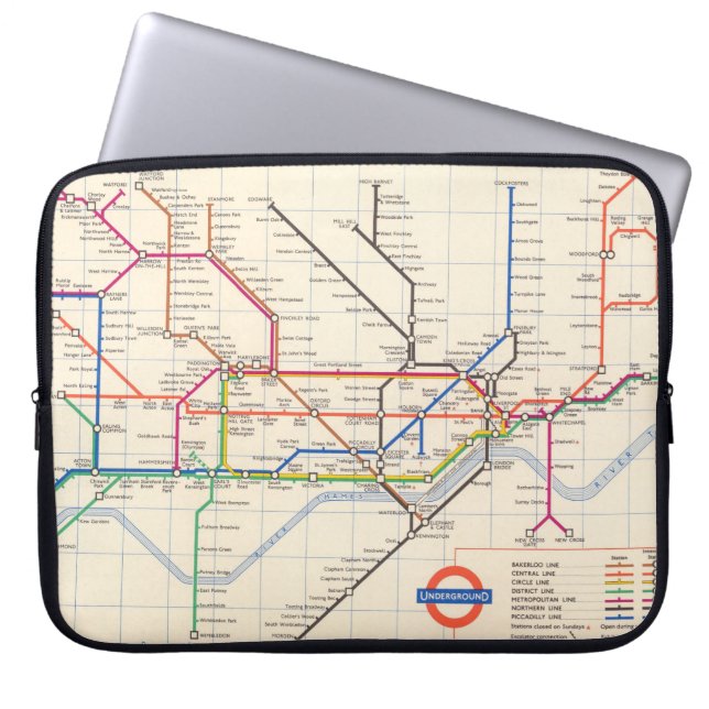Londons tunnelbana Karta Laptop Fodral (Framsidan)