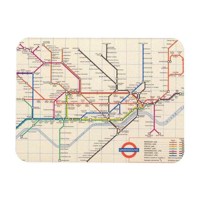 Londons tunnelbana Karta Magnet (Horisontell)