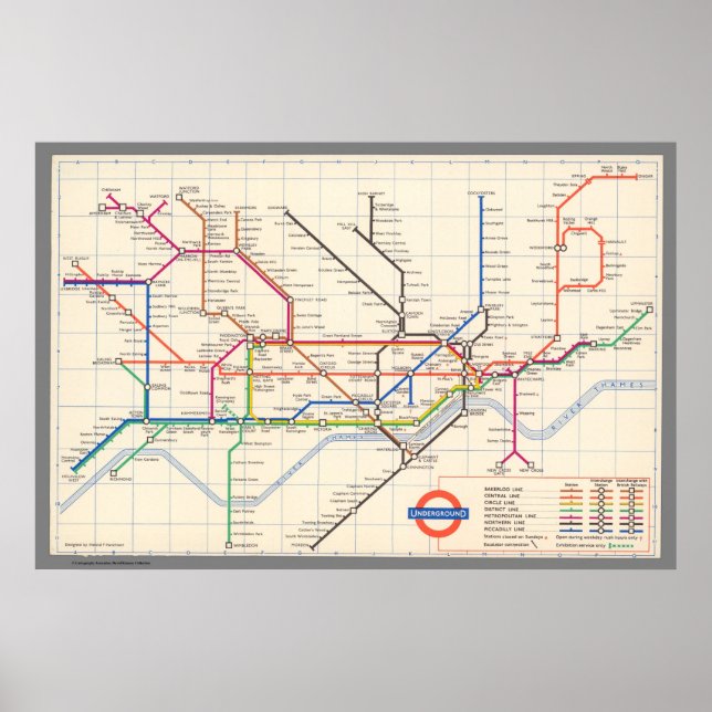 Londons tunnelbana Karta Poster (Framsidan)