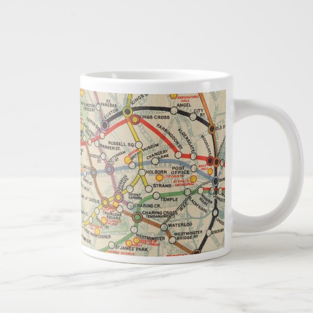 Londons tunnelbaneländer Karta Jumbo Mugg (Höger)