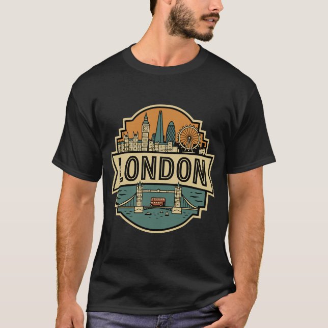 Londonutsikt och Tower Bridge Storbritannien  T Shirt (Framsida)