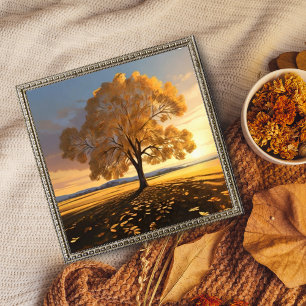 Lone Autumn Träd: En lucka av lugn Fototryck