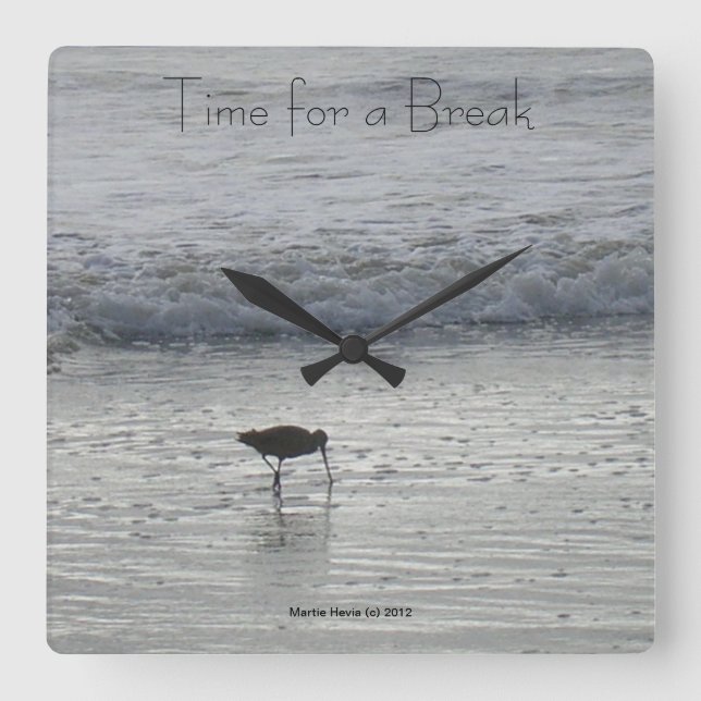 Lone Beach Sandpiper Clock Fyrkantig Klocka (Framsida)