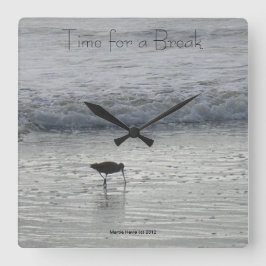 Lone Beach Sandpiper Clock Fyrkantig Klocka
