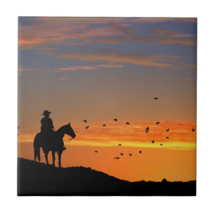 Lone Cowboy Art Tile Kakelplatta