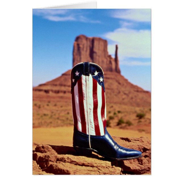 Lone cowboy boot, Monument Valley, Arizona, USA. Hälsningskort (Framsidan)