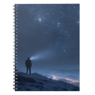 Lone Explorer Starry Night-anteckningsbok Anteckningsbok