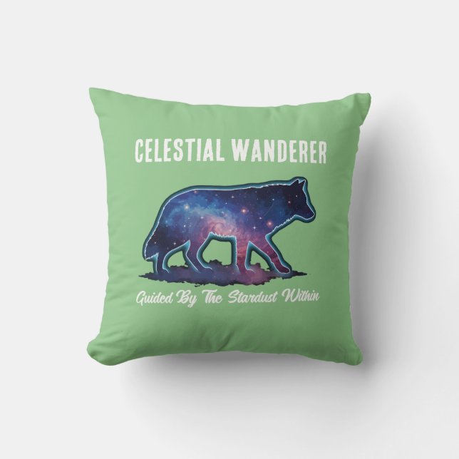 Lone Galaxy Wolf Silhouette Kudde (Framsida)