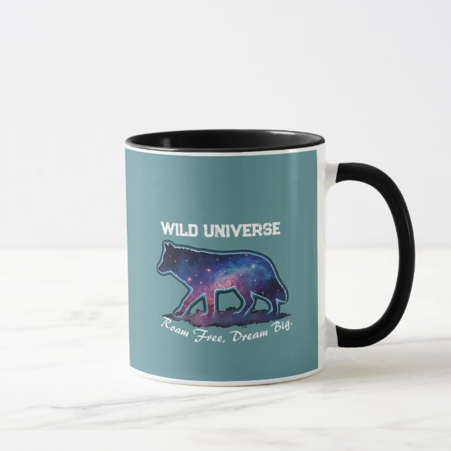 Lone Galaxy Wolf Silhouette (wild universe) Mugg (Höger)