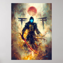 Lone Ghost Ronin – Spektral Samuraj Eld & Skuggor Poster