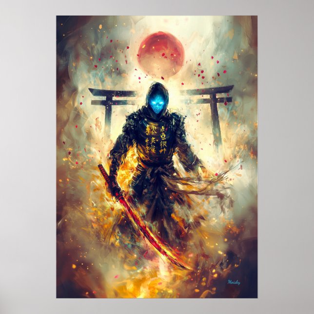 Lone Ghost Ronin – Spektral Samuraj Eld & Skuggor Poster (Framsidan)